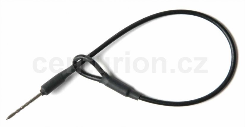 Lanyard loop/pin grooved, black plastic coated, 17 cm