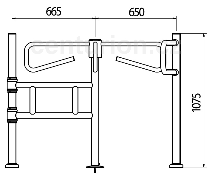 Otočný kříž chrom 1080mm/D60(otáčení proti směru hodinových ručiček, obdélníková základna)