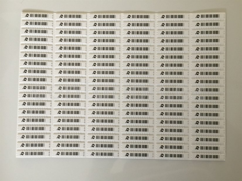 Samolepiaca etiketa DR AM 58 kHz 10x45 mm deaktivovateľná, čiarový kód