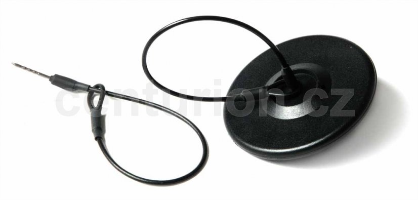 Lanyard loop/pin grooved, black plastic coated, 25 cm (longer)