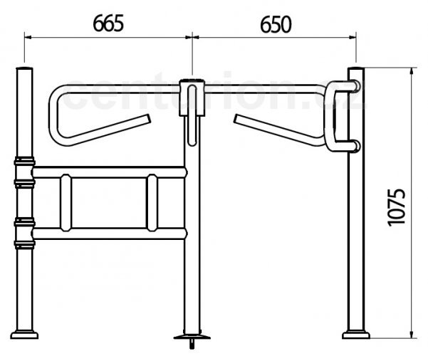 Mechanical entrance turnstile chrome 1080mm/D60 (anti-clockwise rotation, square foot)
