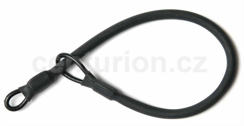 Lanyard steel 2 loops extra strong, black plastic coated, 15 cm